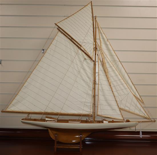 A model yacht on a stand